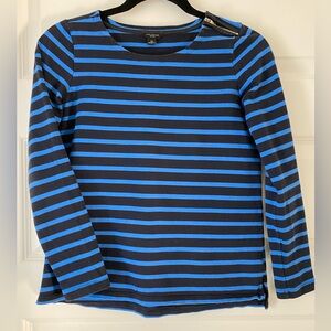 Ann Taylor Petite Navy and Blue Striped Top